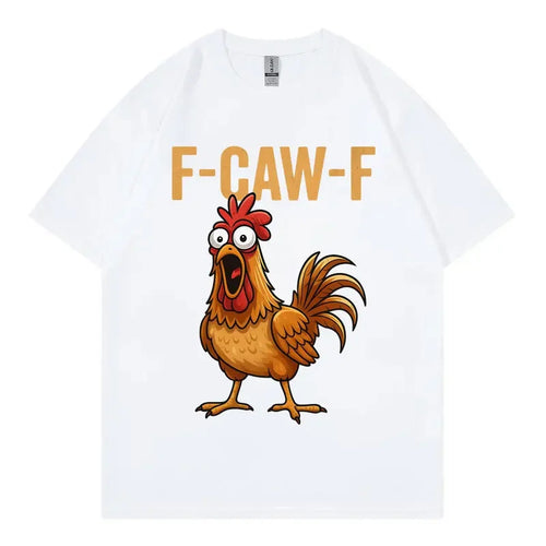 Vintage T Shirt Summer Funny Chicken F-CAW-F What The Heli Poultry Humor Leisure T-Shirts Cotton Tshirt Unisex Breathable Top