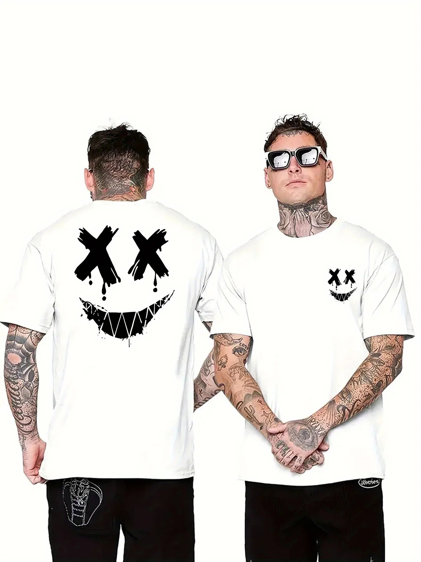 2026 Summer New Design 100% Cotton T Shirt with Fun Smiling Expression Pattern Summer Outdoor Men's Clothing