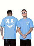 2026 Summer New Design 100% Cotton T Shirt with Fun Smiling Expression Pattern Summer Outdoor Men's Clothing