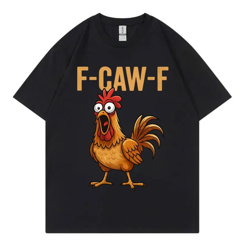 Vintage T Shirt Summer Funny Chicken F-CAW-F What The Heli Poultry Humor Leisure T-Shirts Cotton Tshirt Unisex Breathable Top