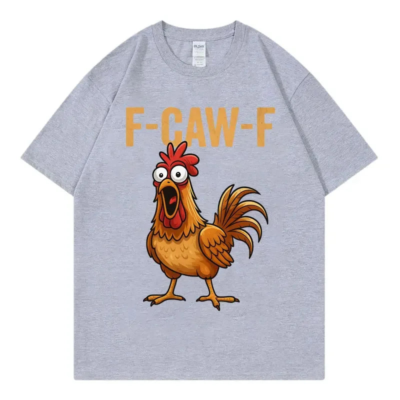 Vintage T Shirt Summer Funny Chicken F-CAW-F What The Heli Poultry Humor Leisure T-Shirts Cotton Tshirt Unisex Breathable Top